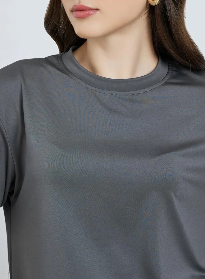 Styli Grey Curved Hem T-Shirt and Leggings Co-Ords
